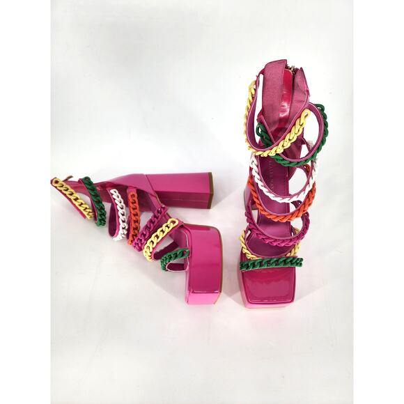 Azalea Wang Pink Corrine Chain Link Platform Sandals Size 7 - Picture 11 of 16
